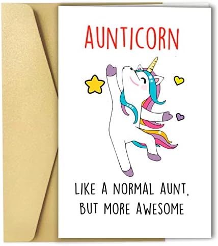 OJSENSAI Happy Aunticorn Mothers Day Card para Awesome Tia, Tia -Tia Mães Presentes, cartão de aniversário engraçado da sobrinha