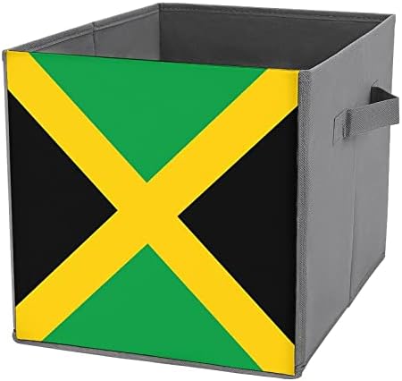 Bandeira de caixa de armazenamento Jamaica Cubos Organizadores de tecido dobrável com alças Coscendo da caixa de