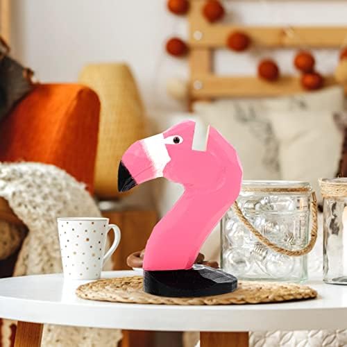 Nuobesty Desktop em forma de animal decoração de mesa de cabeceira espectáculo retentor em casa Animais de madeira formam o olho de óculos Décora artesanal Flamingo estátua de madeira Exibir escritório de escultura para óculos de sol