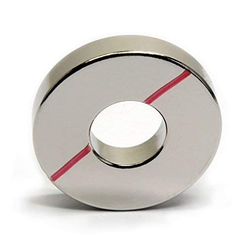 CMS Magnetics Neodymium Ring Magnet Grau N52 OD 1,26 x ID 1/2 x 1/4 de espessura anel de ímã de terras raras. Uma peça para projetos