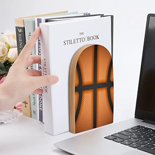 Basketball Background Wood Decorativo Livros Livros não esquisitos End para prateleiras 1 par 7 x 5 polegadas