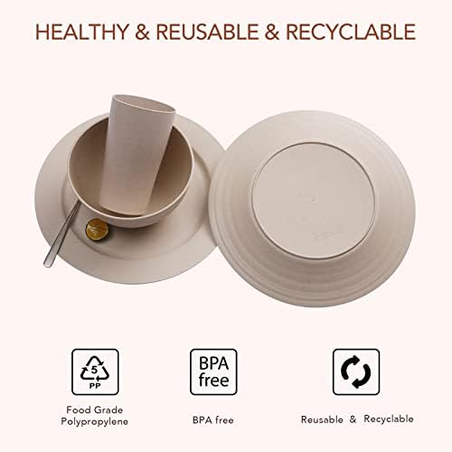 Conjuntos de utensílios de plástico premium Greenandlife para 6, placas leves e reutilizáveis ​​de microondas