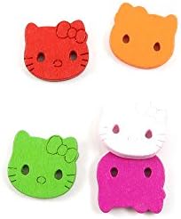 20 PCS Notões de costura Os botões Fixadores costuram em 07550 Hello Kitty Wood Cartoon Arts Crafting Flatback DIY