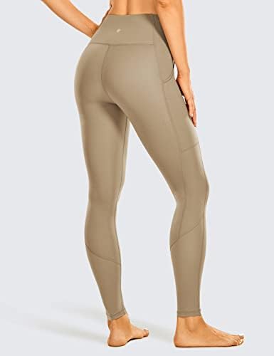 Crz Yoga feminina nua sentindo calças de ioga macia 25 polegadas - Leggings de treino escovado com bolsos de cintura alta