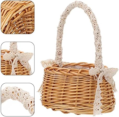 Hanabass Chocolate Party Wicker Lace Country Contêiner lida com decorações de ervas marinhas Plant Egg Candy Tay