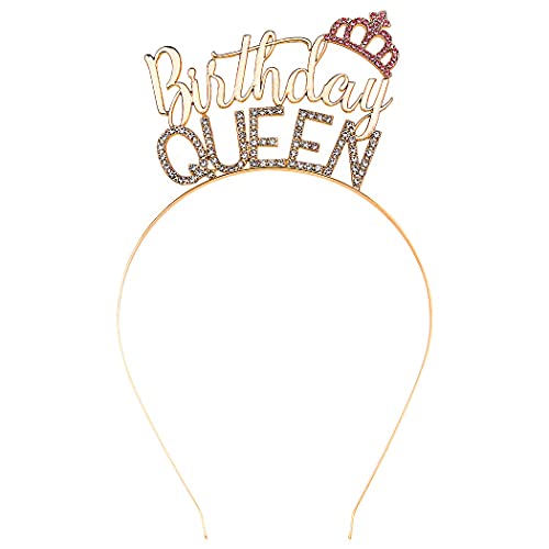 Aprie aniversário coroa de ouro de aniversário rainha da cabeça para menina aniversário tiara para mulheres princesas coroa shinestone acessórios de cabelo feliz aniversário