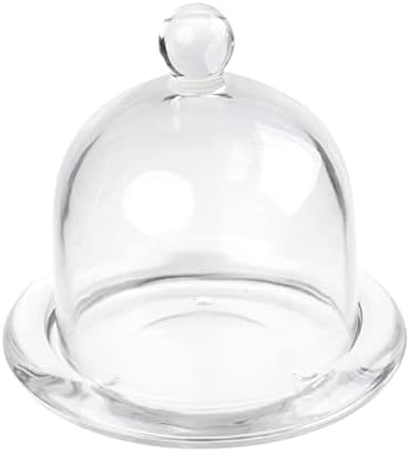 Cúpula de sobremesa de vidro kvmorze com base, mini bandeja de bolo decorativo com tampa de cúpula de vidro, bandeja de