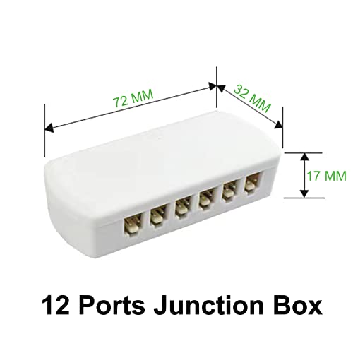 Crisetek 12 em 1 divisor branco para luzes de disco sob o gabinete com conectores de 2 pinos e 2 metros de cabo branco 12 portas caixa