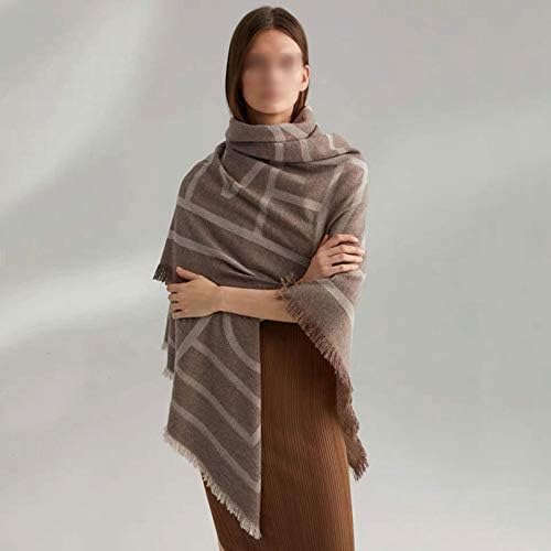 Lenço da moda de inverno grande, lenço, xale super macio, lenço de xale feminino com franjas/padrões geométricos