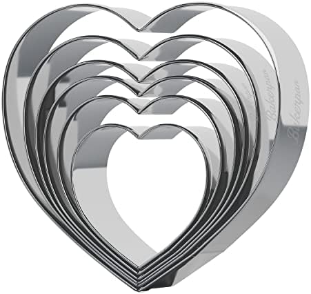Bakerpan Stainless Steel Heart Cookie Cutter Formas - Conjunto de 6 tamanhos