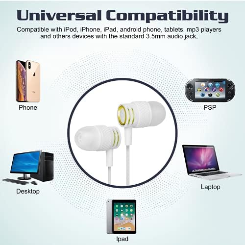 Urbanx R2 com fio fones de ouvido com microfone para Samsung Galaxy A01 Core com cordão livre de emaranhado, fones