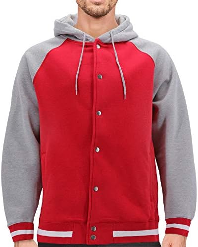 Moletom do time do colégio masculino Sortman Sports Sports Raglan Button Up Hoodie Jacket