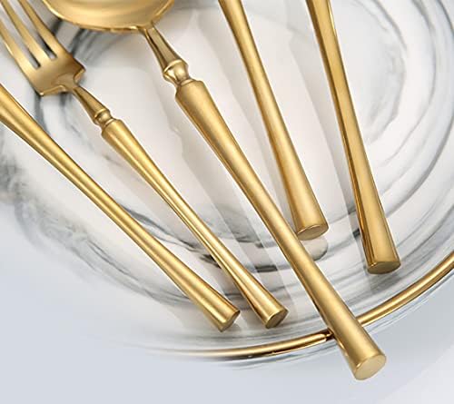 Conjunto de talheres de ouro fosco | Conjunto de talheres de 4 pcs | TableWare | talheres de aço inoxidável Conjunto de faca de colher | Louça de ouro da cozinha