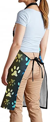 Granbey Dogs Paw Aventn colorido patas de animais de estimação Durável A aventes de cachorro engraçado Pegada de cachorro Bib à prova de óleo com 2 bolsos fofos de animal de cor animal impressão de poliéster à prova d'água de poliéster, manifestação para mulher para mulher 33x28