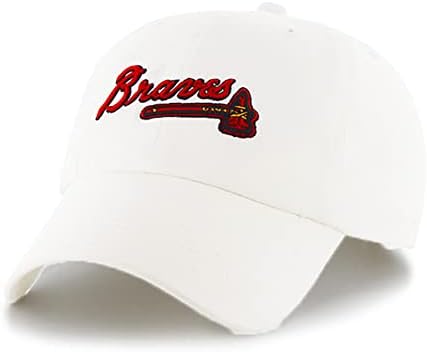 Logotipo de script de Atlanta Braves Limpe o chapéu ajustável, o tamanho adulto se encaixa em todos