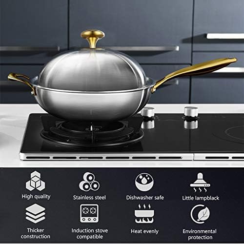 Shypt wok antiaderente 304 aço inoxidável doméstico sem revestimento menos fumaça multifuncional gás fogão a gás para cozinhar