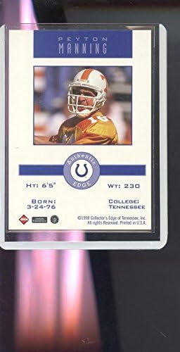 1998 Collector's Edge Peyton Manning Promo Colts RC ROOKIE CARD COLECTORES DE CARTÃO