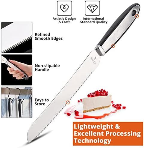 Faca de pão de pão vermelho de 8 polegadas Cutter Cutter Chef UltraSharp Edge serrilhada Aço inoxidável Big Blade Knives