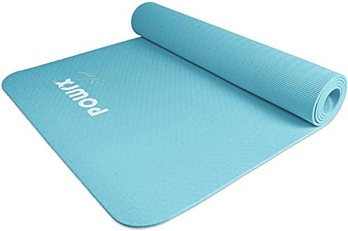 Powrx Yoga Mat TPE com bolsa | Mat de exercício para treino | Tapa de ioga grande não deslizante para mulheres,