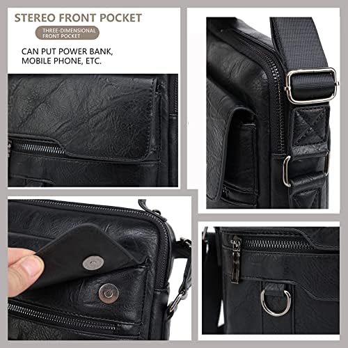 Hangmai Small Leather Crossbody Bag, bolsa de ombro masculino, cinta de fivela magnética do escritório