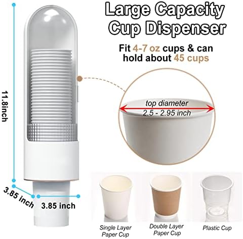 Dispensador de xícara, puxar o suporte de água de água montagem na parede ajuste de 3 onças a 7 onças de xícaras descartáveis,