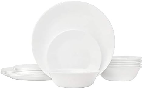 Corelle Livingware de 18 peças Conjunto de utensílios, Winter Frost White, Serviço para 6