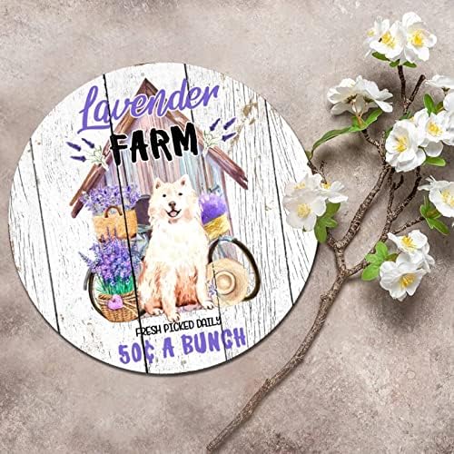 Função de cão de cão de estimação redonda engraçada Pet Metal Dog Farm Farm Fresh Picked Diário Vintage Wreath Sign