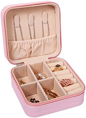 Jinzunbao Mini Jewelry Travel Case, Organizador de jóias para pequenas viagens, caixa de jóias portáteis Mini Organizador de armazenamento Caixa de armazenamento portátil para anéis Brincos colares presentes