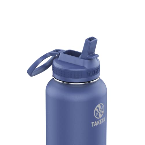 Takeya CP Signature Pickleball Stainless Stainless Isoled Water Bottle com opção de tampa, rally azul