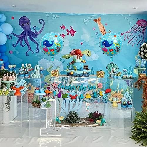 Sea Animal Party Suppliese Oneder the Sea Party Banner e Bolo Topper Plus Party Balloons para Ocean Thaty Marine Creature