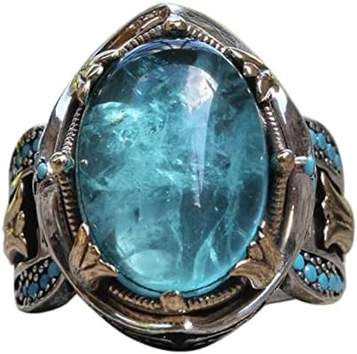 Anéis tamanho 5 para adolescentes anel de pedras preciosas azuis gravados com dois tons Becada de casamento vintage
