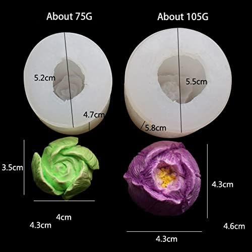 Moldes de vela de silicone em 3D, forma de tulipa resina de molde de molde de molde de rosa aromaterapia Bolo de molde