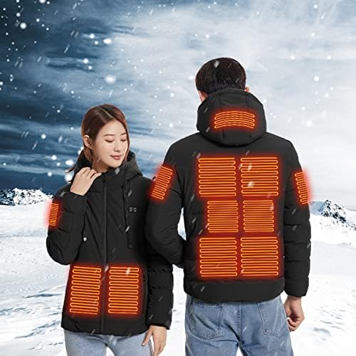 Casaco espesso de inverno 11 zonas com capuz jaqueta aquecida jaqueta lavável aquecimento de bolso aquecimento de bolso