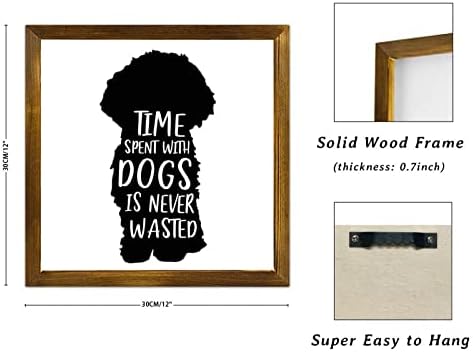 LuckLuccy, o tempo gasto com cães nunca é desperdiçado placas de madeira Chihuahua cachorro emoldurada Arte de parede