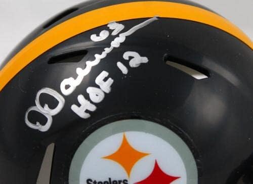 Dermontti Dawson autografou o Pittsburgh Steelers Speed ​​Mini Capacete com Hof ​​-Prova - Mini capacetes NFL autografados