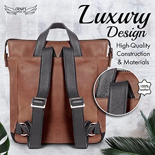 Arte de couro de Orna | Mini Swan Everyday Leather Backpack for Women. Bolsa feminina prática, elegante e espaçosa. Couro real em uma mochila chique e design contemporâneo