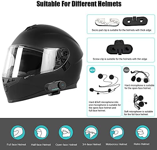 FreedConn Motociclo Capacete de Motociclo Bluetooth Headset sem fio TCOM-SC; /LCD Screen/FM Radio/800m Intercom/2