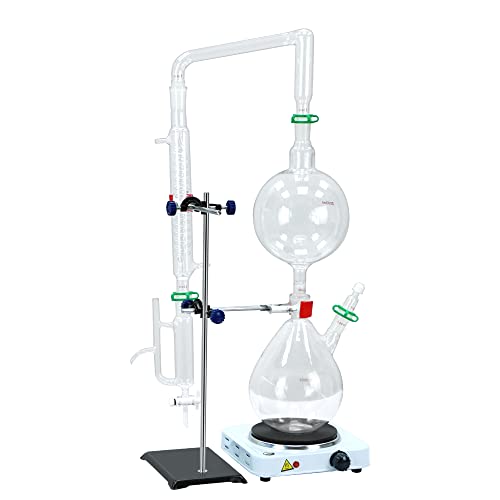 2L Aparelho de destilação essencial de óleo 2000ml 24/40 Equipamento articular Kits de vidros de laboratório de laboratório Purificador
