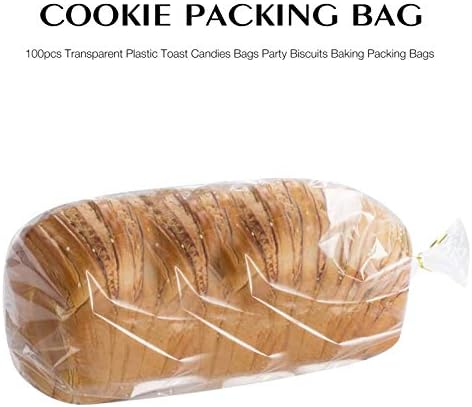 Sacos de torradas de pão de hemoton 100pcs com laços de torção Bolsas de padaria clara Bolsas de pão embalando bolsas de armazenamento transparentes Bolsa de torrada plástica para torradas de pão caseiro bolsas de biscoitos 48x27x12cm