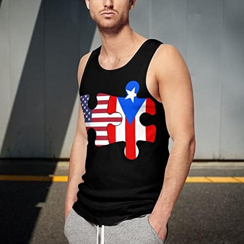 Tampo masculino de bandeira dos EUA e Porto Rico Tampo masculino Trepolas sem mangas T-shirts Fitness Fitness Bodybuilding Muscle Vest
