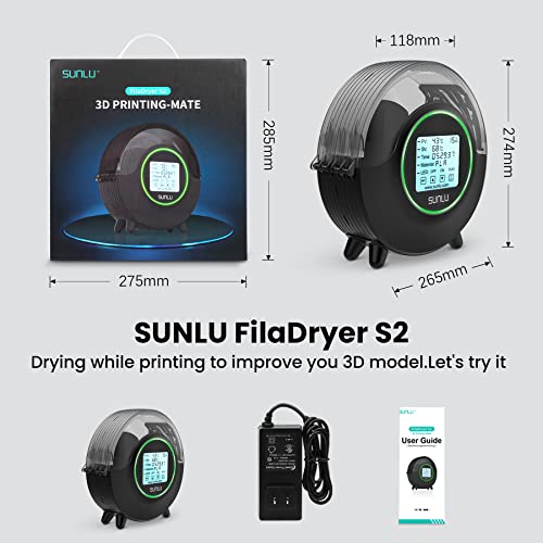 Caixa oficial do secador de filamentos SunLu S2, 360 ° Surround para aquecimento rápido, caixa de armazenamento de desidratador