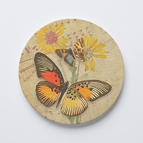 Coaster de bebida cerâmica absorvente com cortiça de volta, artista projetada, montanha -russa de círculo individual