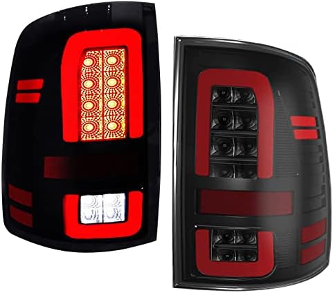 Luzes traseiras de LED de Yomtovm, 2pcs lentes de fumaça de fumaça preta Caminhão de picape e lâmpadas traseiras do freio do lado do motorista compatíveis com 2009-2018 Dodge Ram 1500 2500 3500