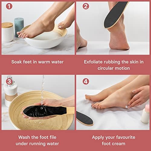 Valneo Foot Arquivos Para madeira de borracha natural de pele dura - Perfeita para removedor de pele dura, removedor de calos do pé, lavador de pé, pés secos e rachados