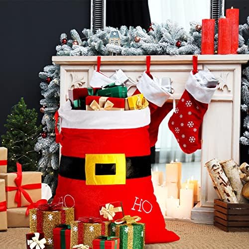 Yeshone Christmas Red Velvet Papai Noel Bolsas de Claus Large 28 x 19 polegadas Saco de presente de Natal com cordas