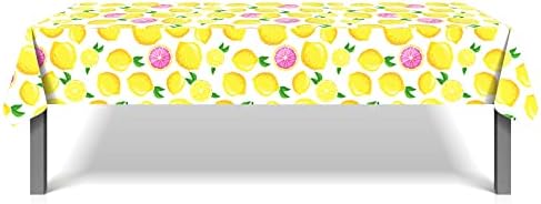 Tobre de mesa de plástico de limão de limão, mesa de verão retangular descartável retângulo de mesa à prova d'água amarelo