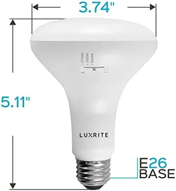 Luxrite 6-Pack BR30 LED BULL, 65W Equivalente, 3 cores 2700k | 3000K | 5000K, diminuição, 850 lúmens, lâmpadas de inundação