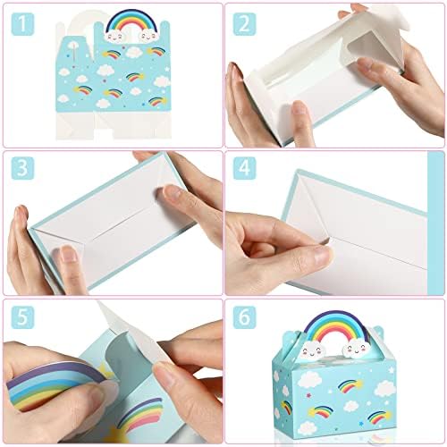 12 pacotes de festas caixas caixas de tratamento com alças caixas de chá de bebê arco -íris