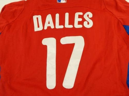 2011-13 Philadelphia Phillies Justin Dalles #17 Game usou Red Jersey St BP 48 84 - Jogo usou camisas MLB usadas