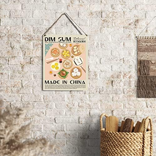 Decoração engraçada da cozinha decoração dim sum signo de madeira placa parede pendurada exposição de alimentos impressos obras de arte de 8 ”x10” decoração de cozinha doméstica moderna